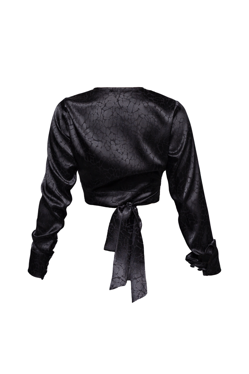 Conjunto Blusa & Calça Acetinada Transpasse Áurea Preta