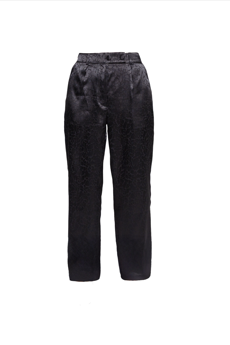 Conjunto Blusa & Calça Acetinada Transpasse Áurea Preta