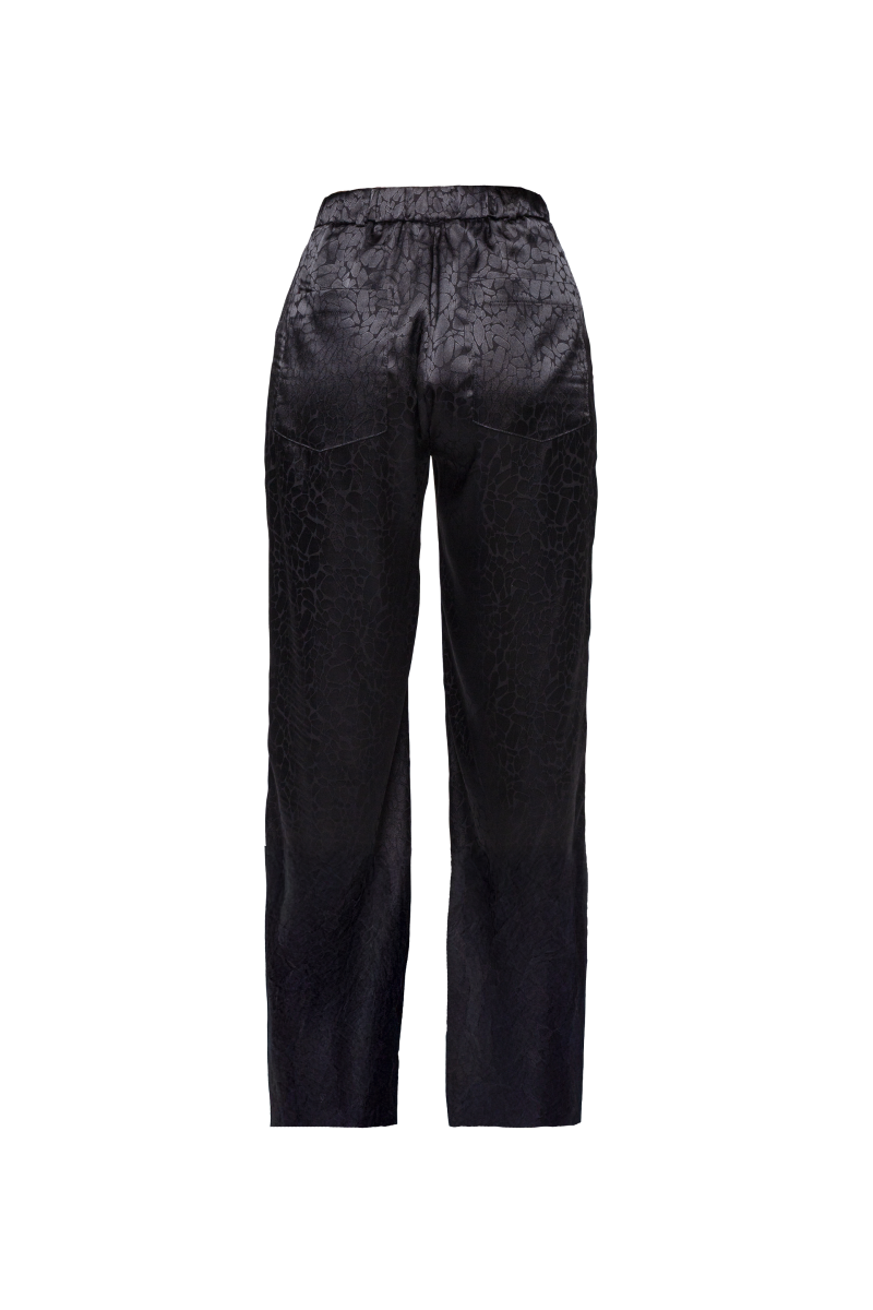 Conjunto Blusa & Calça Acetinada Transpasse Áurea Preta