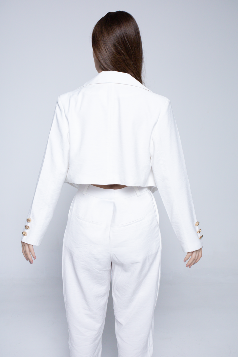 Blazer Curto Alfaiataria Essenziale Branco