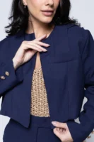 Blazer Curto Alfaiataria Essenziale Azul Marinho
